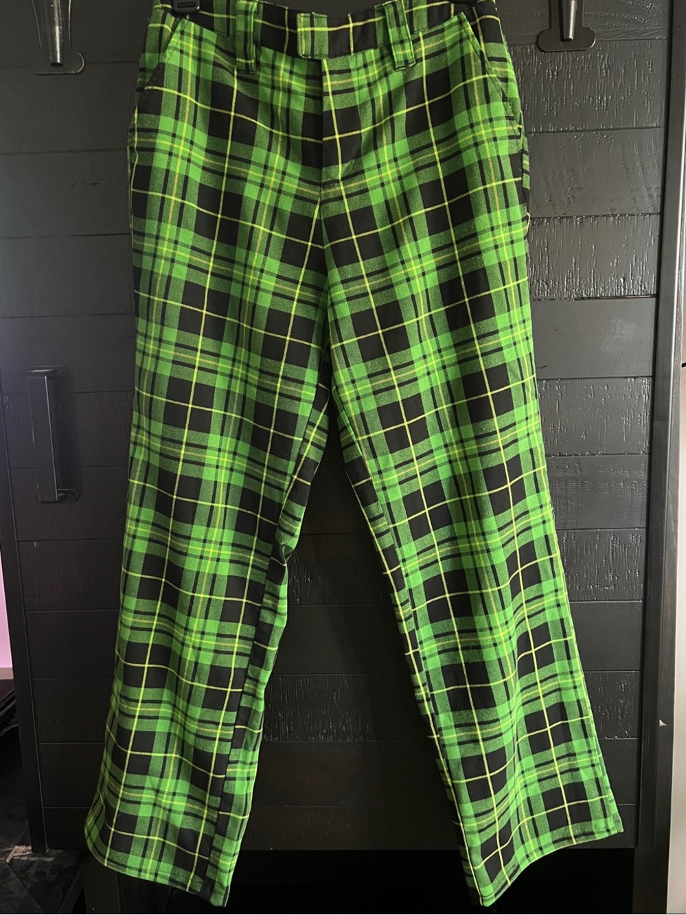 Hot Topic Green and Black Plaid Chinos